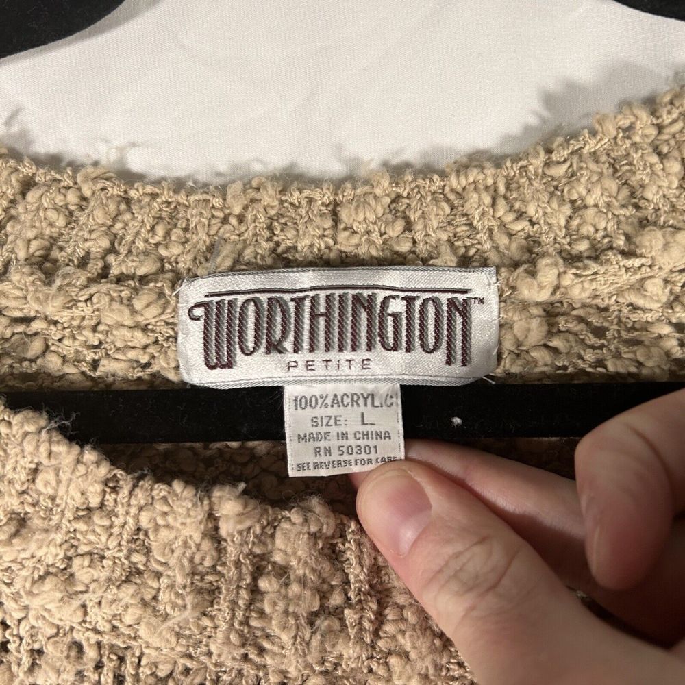 Vintage Worthington Sweater Women's Large Brown Knit Round Neck Pullover - Picture 5 of 8
